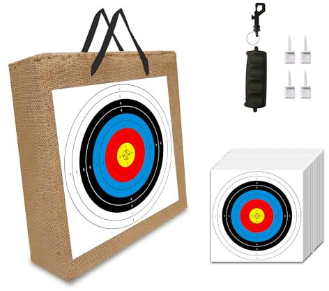 IKULE 20 Straw Archery Targets with 20Pcs Paper for Backyard Bow and Recurve Compound Outdoor Bow Shooting Practice Accessories
