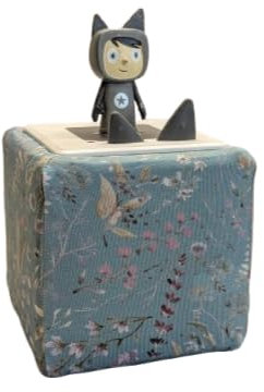 Toniebox Hülle Bezug aus Jerseystoff - Handmade Schutzhülle für Musikbox mit fröhlichen Mustern | (Blumen mint)