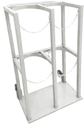 Stockage de bouteilles de gaz,Rack de stockage de bouteilles d'oxygène en acier avec roues,Rack de stockage de bouteilles d'oxygène, d'azote et d'acétylène(2 frames)