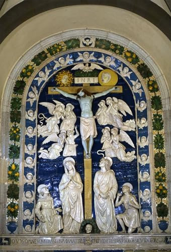 FIKAGXQGT Kunstdruck Leinwand Vintage Wandbild Berühmte Gemälde Kreuzigung von Luca Della Robbia WandgemäLde für Wanddekoration 60x90cm