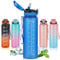 SEASEVEN 1L Water Bottle with Straw,Plastic Drinks Bottle,1 Litre Sports Water Bottles with Time Markings,Girls Boys Waterbottle Leak-Proof & Bpa-Free for Gym,Cycling, Office (Blue)