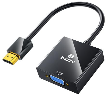 biaze Adattatore ZH10 HDMI a VGA, connettore audio da 3,5 mm e caricatore micro USB per computer desktop, laptop PC, monitor, proiettore HDTV, Chromebook Raspberry Pi Roku Xbox e altro ancora