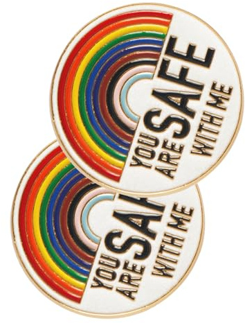 Garneck 2stücke Regenbogen Anstecknadel Aus Metall Mit Emaille-design Du Bist Bei Mir Sicher Broschenschmuck Pin Für Frauen Rucksäcke Und Hemden