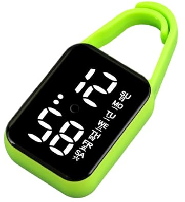 XuQiZZpp Orologio elettronico a LED da appendere, con luce notturna, impermeabile, touch digitale, per donne, uomini, regalo, portachiavi, orologi da tasca, Verde fluorescente, One Size
