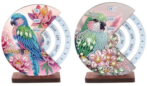 CXINLky DIY Diamond Art Painting Kalender Deko, 5D Diamond Art Drehbare Kalenderornamente Aus Holz Countdown Ornamente Set-2 Stuck-B