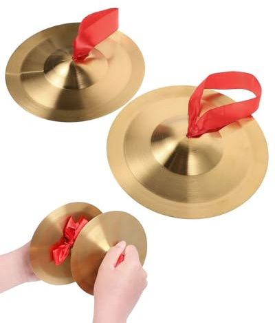HUVZOR 1 par Platillos de Choque en Latón de 12 cm, Mano para Percusión, Instrumento Musical para Niños y Adultos, Apto para Educación Musical y Actuaciones