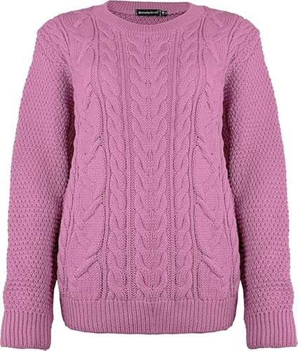 Pretty Attitude New Women Ladies Crew Neck Knitted Cable Long Sleeve Warm Chunky Sweater Formal Everyday Casual Knitwear Jumper Tops Pullover