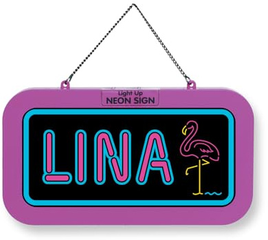 LED Leuchtschild Neonschild mit Namen, Leuchtende Wanddekoration mit Batterie, 18,7x10,3x1,6cm - Lina