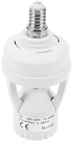 Convertisseur E14 vers E27, Douille Lumineuse | Pbt, Détection Infrarouge, Temps de Retard Réglable, Installation Facile, Veilleuse Detecteur de Mouvement Prise
