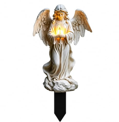 Grabdeko, Wetterfeste Engel Grabschmuck, Friedhof Deko mit Grabengel, Frostfeste Grabfiguren für Urnengrab und Blumenbeet, Einfache Montage ohne Werkzeuge, Ideal für Gartendekoration und Grabgestaltun