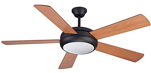 wonderlamp Ventilador de techo con luz Conte Marrón. Mando a distancia con programador incluido. 5 palas de madera contrachapada (Plywood). 3 velocidades. diámetro 132 cm.