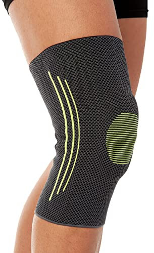 Ginocchiera in tessuto con stecche e spirali (Nero, M 34-38 cm circonferenza ginocchio)