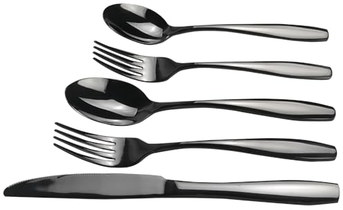 Wekiog Juego de cubiertos de acero inoxidable, 40 piezas, color negro mate, para 8