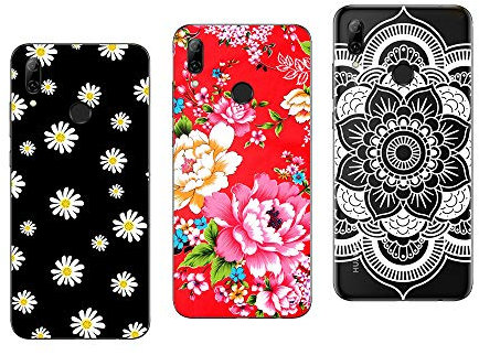 NOVAGO Compatible avec Huawei P Smart 2019,Honor 10 Lite -Pack de 3Coques Souples Solides avec Impression de qualité (3 Coques, Multicolore 4)