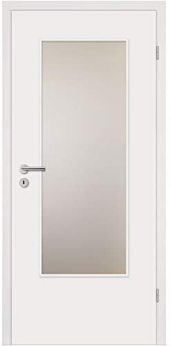 HORI® Zimmertür Komplettset mit Zarge und Türdrücker I Innentür weiß lackiert I Höhe 198,5 cm I 735 mm I DIN Rechts I Wandstärke: 200 mm (198-217 mm) mm