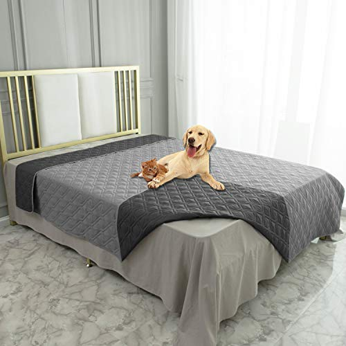 Ameritex Wasserdichte Hundedecke für Bett Couch Sofa, 68x82 Inches, Grau+Dunkelgrau