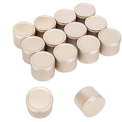 PH PandaHall Paquet de 20 1,7 oz (50 ml) Boîtes en Aluminium Rondes à Couvercle à vis Conteneurs de Stockage pour le Sable, Petits Accessoires, Stockage de Perles, Or Clair, 5.1x4cm