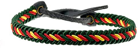 BDM Pulsera bandera de España unisex, color verde Guardia Civil y azul policía, pulsera cierre ajustable de cuero, ideal para regalo original.