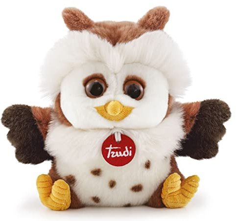 Trudi 24034 Klassik Plüschtier Eule Gek ca. 19 cm, Größe S, hochwertiges Stofftier mit weichen Materialien, Plüschfigur mit realistischen Details, waschbar, Kuscheltier für Kinder, Weiß/Braun