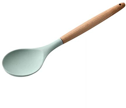 Silicone Serving Spoons for Cooking Heat-Resistant Cooking Spoons Set for Stirring, Scooping and Mixing Silicone Nonstick Spoon Set, Wooden Handle