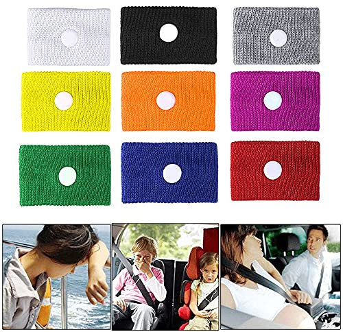 Timpfee 9 Paar Reisekrankheitsbänder, Reisekrankheit, Armband für Reisen, Schwangerschaft, Anti-Übelkeit, Armband für Meeresauto, fliegende Schwangere, Reisekrankheit, Akupressur-Armbänder im Meer