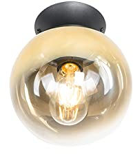 Qazqa - Art Deco Art-Deco-Deckenlampe schwarz mit Gold I Messingglas - Pallon I Wohnzimmer I Schlafzimmer - Kugel I Kugelförmig - LED geeignet E27