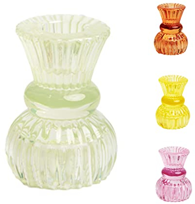 Talking Tables 2er-Set Kerzenhalter aus grünem Glas für Stabkerzen, Teelichter, 7,5 cm Höhe, dekorative Tischdekoration für Weihnachten, Ostern, Hochzeit, drinnen und draußen