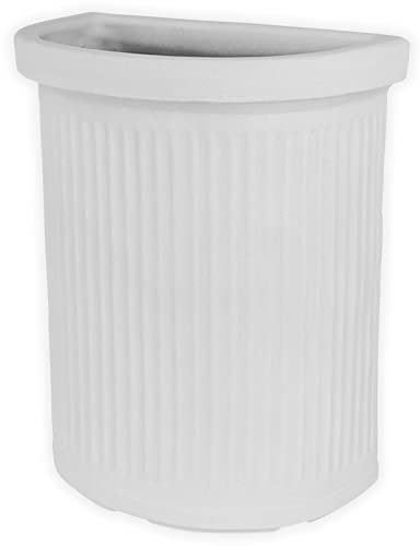 Decorspace Vaso Semicerchio Millerighe rotondo in resina per piante e fiori Made in Italy da esterno (Bianco)