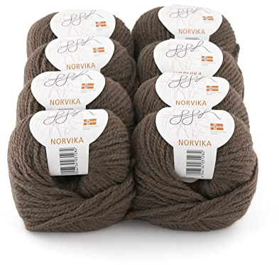 ggh Norvika Box - Schurwolle MIschung - 8x50g Knäuel (insgesamt 400g) - Wolle zum Stricken oder Häkeln Farbe 008 - Taupe