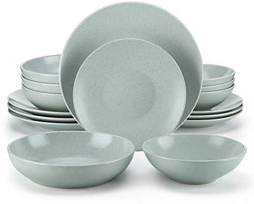 Tafelservice steingut, vancasso SABINE 16-teiliges Geschirrset, modernes Kombiservice für 4-12 Personen, Sesam Design