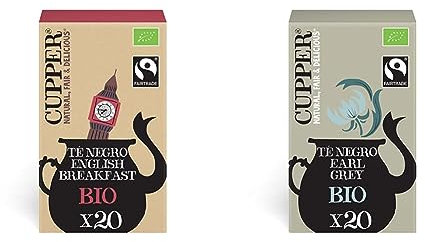CUPPER Tè Nero English Breakfast e Earl Grey Biologico e Fairtrade, Confezione da 20 Bustine