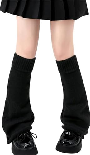 Olreco Beinstulpen Kawaii Y2K Harajuku für Mädchen Frauen Gyaru Niedliche Goth Lolita Zubehör, B Black Flared, Einheitsgröße