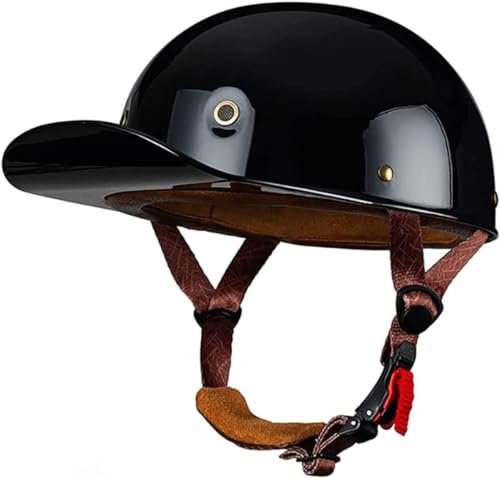 Retro Motorradhelm Halbschalenhelm Mit ECE Zulassung Baseball Cap Helm Jethelm Deutscher Stil Totenkopf Kappe Helm Motorrad Cruiser Roller Cool Helm Für Männer Und Frauen 6,L