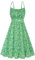 GRACE KARIN Robe de Soirée à Motif Floral pour Femme Robe Sexy à Bretelles Spaghetti Robe Trapèze sans Manches Robe Décontractée XL Vert-Blanc Petites Fleurs
