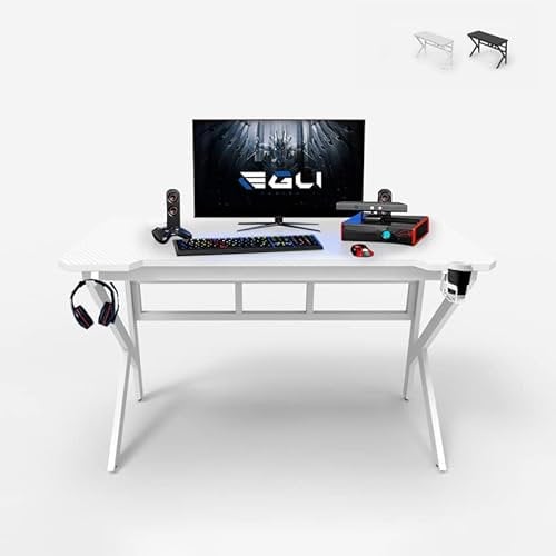 Produce Shop Scrivania Gaming ergonomica Carbonio 120x60cm Cuffie portabibite Sportbot 120 - Bianco