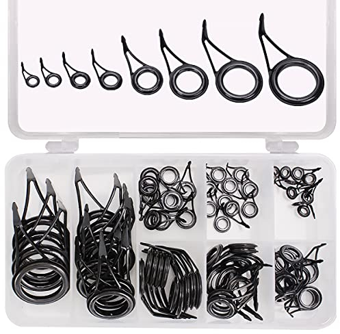 75 Stück Rutenspitzen Reparaturset Edelstahl Keramik Angelrute Reparatur Set Spitzenringe Spinnruten Tip für Süßwasser Salzwasserruten