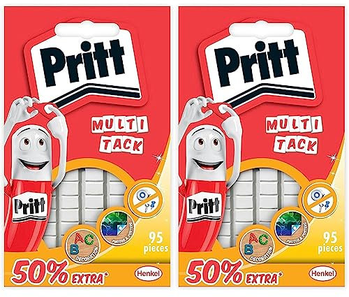 PRITT Instant Tack Gommini Adesivi Multiuso, Adesivo Muro Bianco per Casa, Ufficio e Scuola, Adesivi per Vetro, Muri o Porte Removibili, 1 Confezione da 190 Pezzi