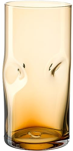 LEONARDO Vesuvio Verre à boire, en verre de qualité supérieure, sous forme organique, contenance 330 ml, fait à la main, passe au lave-vaisselle, verre à eau de couleur ambre