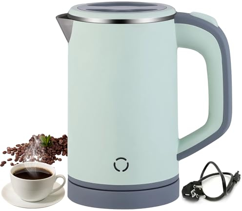 Bollitore da viaggio, 800 ml, bollitore da viaggio, bollitore portatile, mini bollitore da campeggio, silenzioso, bollitore da viaggio, in acciaio inox, bollitore da viaggio (Green)