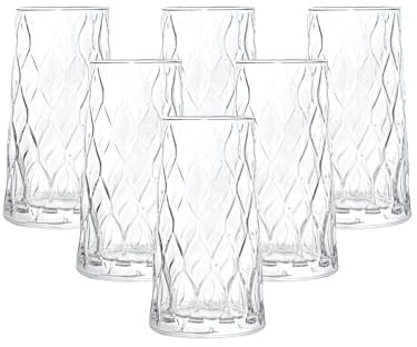 simpa Lucente Vintage Tall Water Drinking Glasses 410ml Set of 6