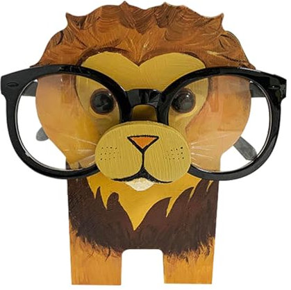 Honhoha Porta Occhiali per Animali, Supporto per Occhiali per Animali, Espositore per Occhiali da Sole con Animali in Legno, Porta Occhiali con Animale Intagliato Mucca Leone, espositore per Occhiali