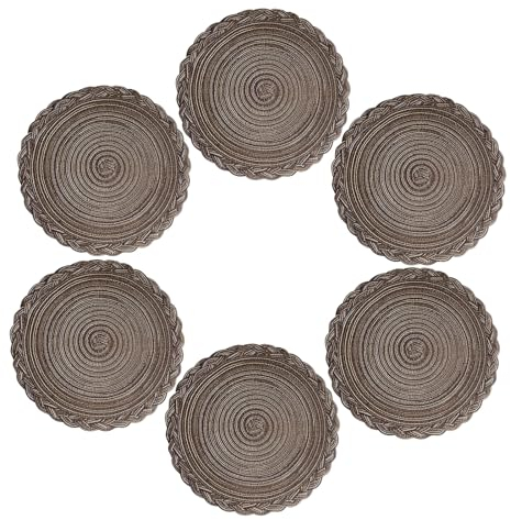 VEIZIBEE Lot de 6 Sets Table Dessous Tapis, Tapis tissé résistant à la Chaleur,Tapis de Salle à Manger en Dentelle,Lavable antidérapant Rond Table Pad Euro tissé à la Main (Coffee, 30cm)