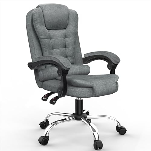 naspaluro Ergonomischer Bürostuhl, Schreibtischstuhl mit Hoher Rückenlehne und Höhenverstellbar, Chefsessel, Liegestuhl für Büro, Zuhause, Dunkelgrau