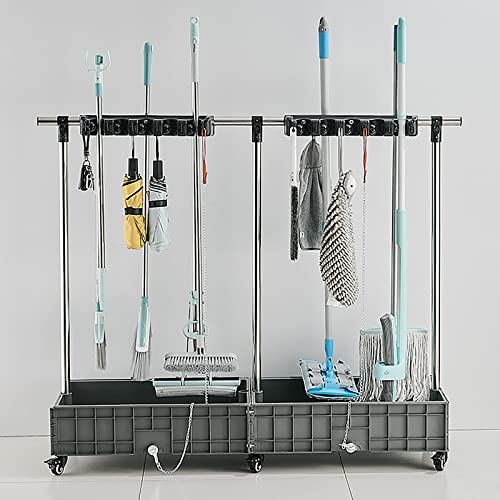Abflussregal, Besen-Mopp-Halter, Mehrzweck-Rack für Mopps, mobiler Besenhalter, Mop-Edelstahl-Besenaufhänger, Nasswisch-Organizer, Trolley, gewerbliche Küche, Restaurant