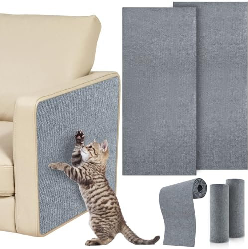 Alfombra Rascador para Gatos, 2 nidad 200 cm x 40 cm Protector Sofa Gatos Arañazo, Tapete Autoadhesivo para rascar Gatos Rascador Sofá Gatos, Autoadhesivas para Pared