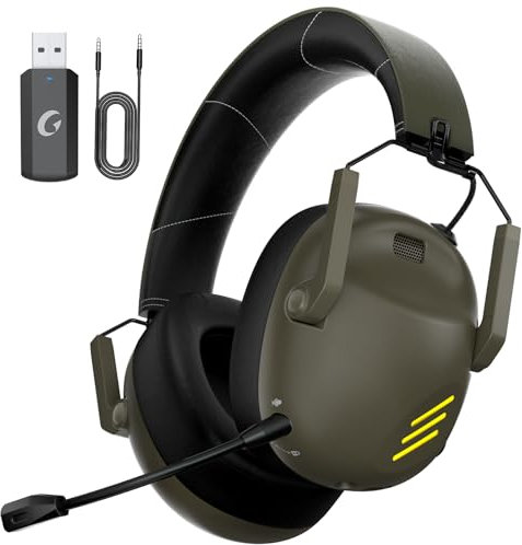 KAPEYDESI Wireless Gaming Headset for PS5, PS4, PC, NES, Bluetooth 5.3 Gaming Headsets Wireless with Noise Canceling Microphone, Gamer Headphones for Nintendo Switch, 50H Battery - Green