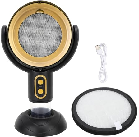Tragbarer Küchenabluftventilator mit 2 Gängen, Negativ-Ionen-USB-betriebene Desktop-Dunstabzugshaube, Kompakt und Tragbar für Schlafzimmer, Wohnungen (Schwarz und Gold)