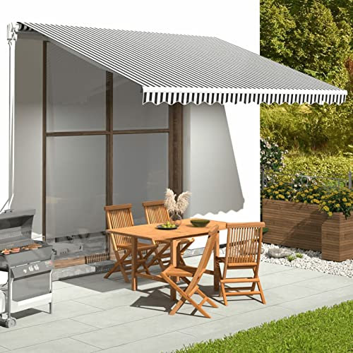 qohoio Tissu de Remplacement pour auvent Anthracite et Blanc 4x3 m Housse De Rechange pour Parasol,Anti-UV Parasol