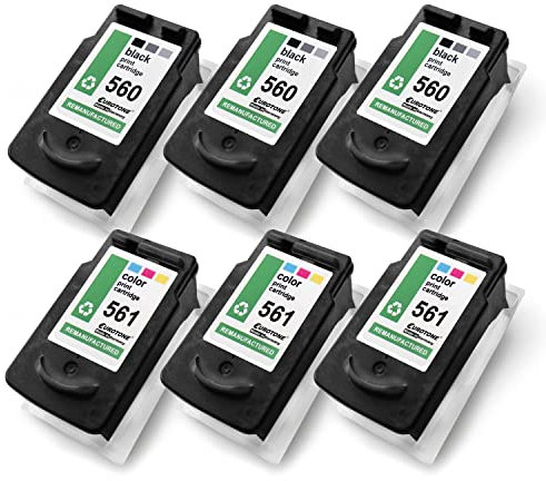 E.T. Tintenpatronen 6X kompatibel für Canon Pixma TS 7450 ersetzen PG560XL, CL561XL Black + Color