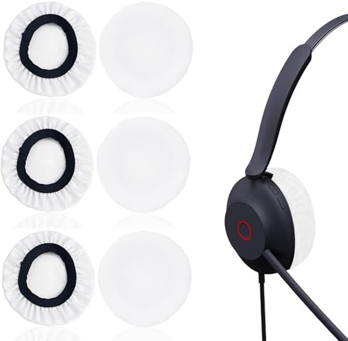 QeeFop 6 Stück Dehnbare Abdeckung Waschbare Kopfhörer-Abdeckungen Strickstoff Überzug für 6 bis 8 cm Headset, Überzieher Gegen Schmutz (Weiß)